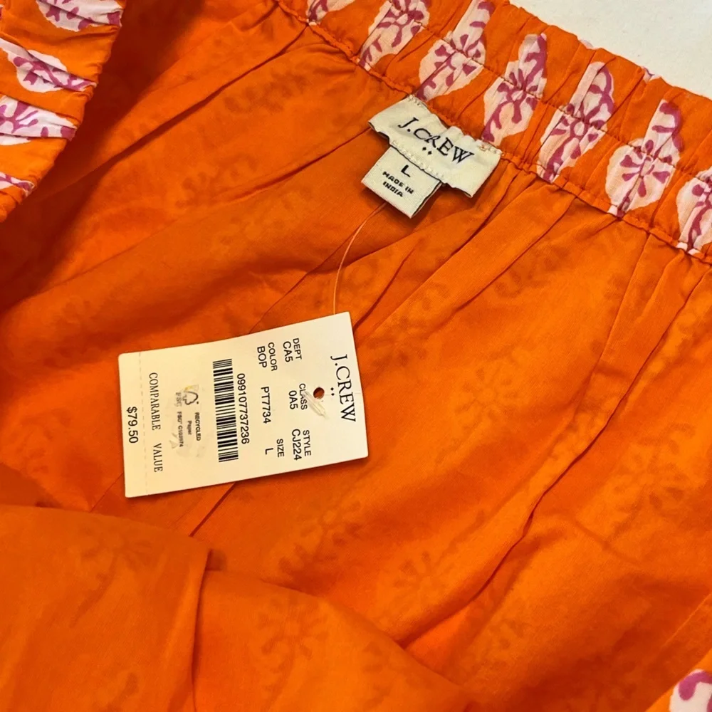 J Crew Factory Bold orange pink Tiered Ruffle Mini Skirt Size Large